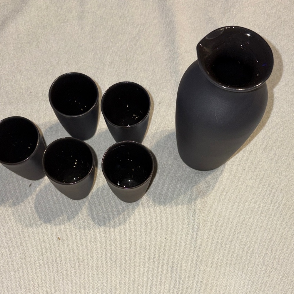 Black Ceramic Sake Set